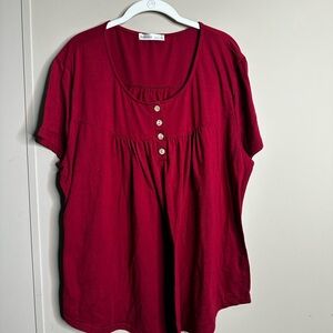 Burgundy Button-Front Blouse